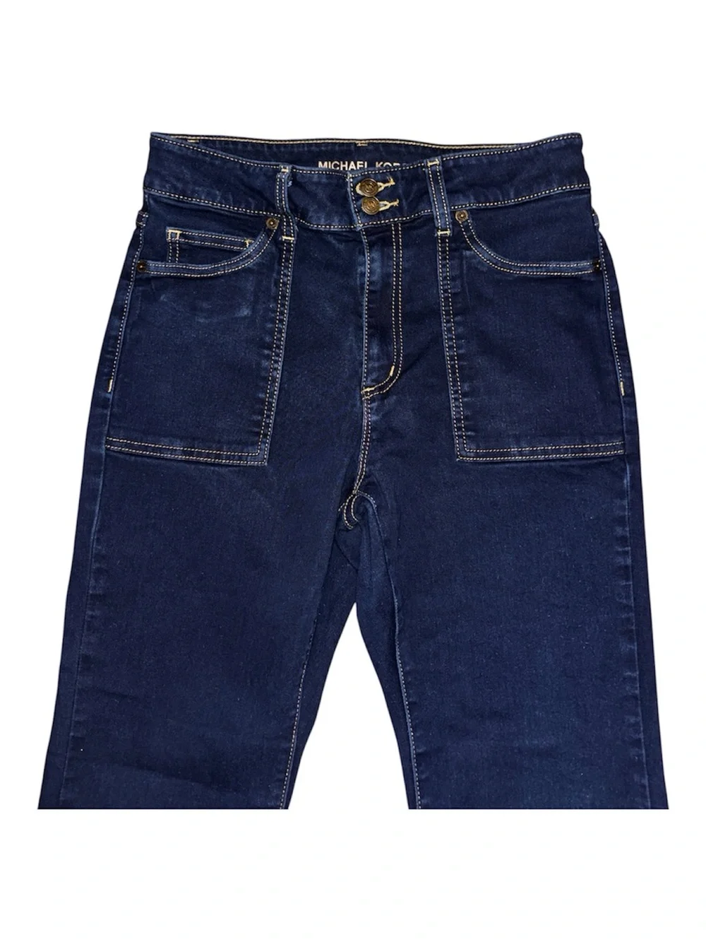 Michael Kors Navy Flare Wide-Leg Jeans - Picture 3 of 7